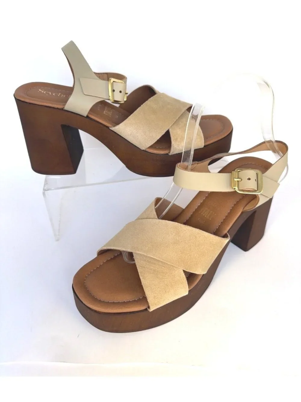 Seychelles Paloma Beige Sand Suede Platform Sandals Size 8